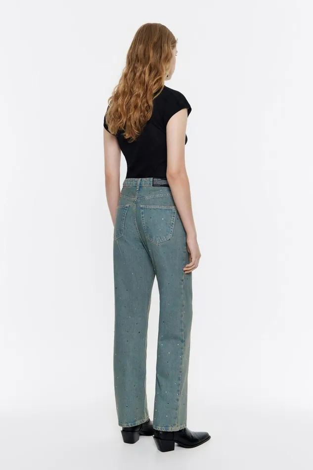 STRAIGHT CROPPED 8211 Blue Stones Jeans Light Denim Blue Women Bimba Y Lola Denim STRAIGHT CROPPED 8211 Blue Stones Jeans Light Denim Blue Women Bimba Y Lola Denim