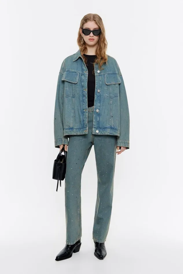 STRAIGHT CROPPED 8211 Blue Stones Jeans Light Denim Blue Women Bimba Y Lola Denim STRAIGHT CROPPED 8211 Blue Stones Jeans Light Denim Blue Women Bimba Y Lola Denim