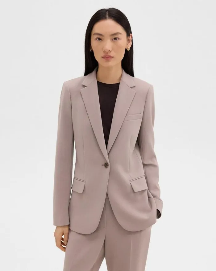 Suits Women Theory Staple Blazer In Admiral Crepe Cinder