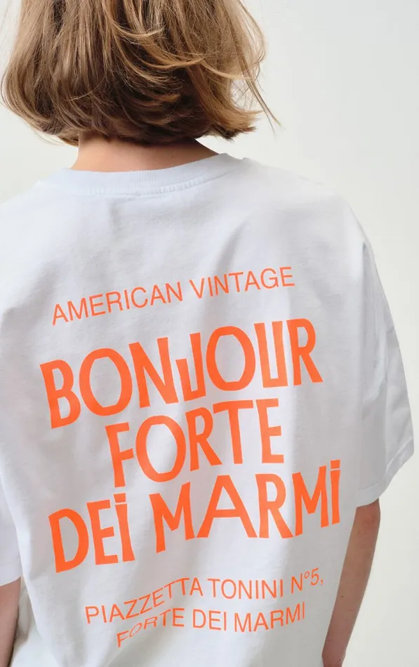 TShirt Fizvalley 034Bonjour Forte Dei Marmi034 White WomenMen American Vintage Short Sleeve TShirts TShirt Fizvalley 034Bonjour Forte Dei Marmi034 White WomenMen American Vintage Short Sleeve TShirts