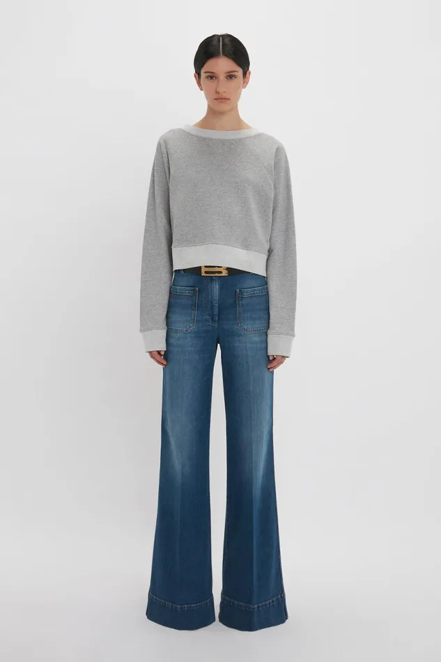 TShirts and Sweatshirts Women Victoria Beckham Cropped Sweatshirt In Grey Marl