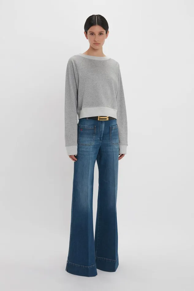 TShirts and Sweatshirts Women Victoria Beckham Cropped Sweatshirt In Grey Marl