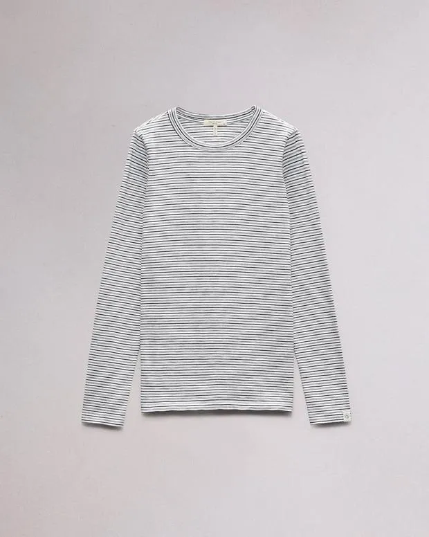 TShirts Women Rag and Bone Slub Long Sleeve Tee White Multi