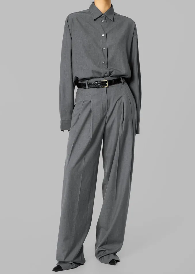 The Frankie Shop Bottoms Gelso Pleated Trousers 8211 Dark Grey Melange 8211 Women