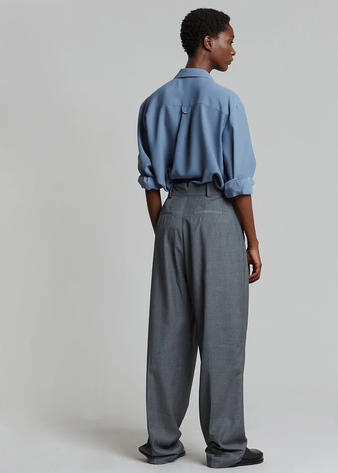 The Frankie Shop Bottoms Gelso Pleated Trousers 8211 Dark Grey Melange 8211 Women