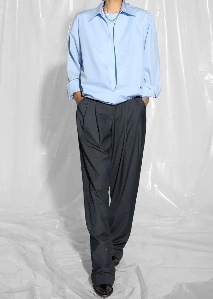 The Frankie Shop Bottoms Gelso Pleated Trousers 8211 Dark Grey Melange 8211 Women