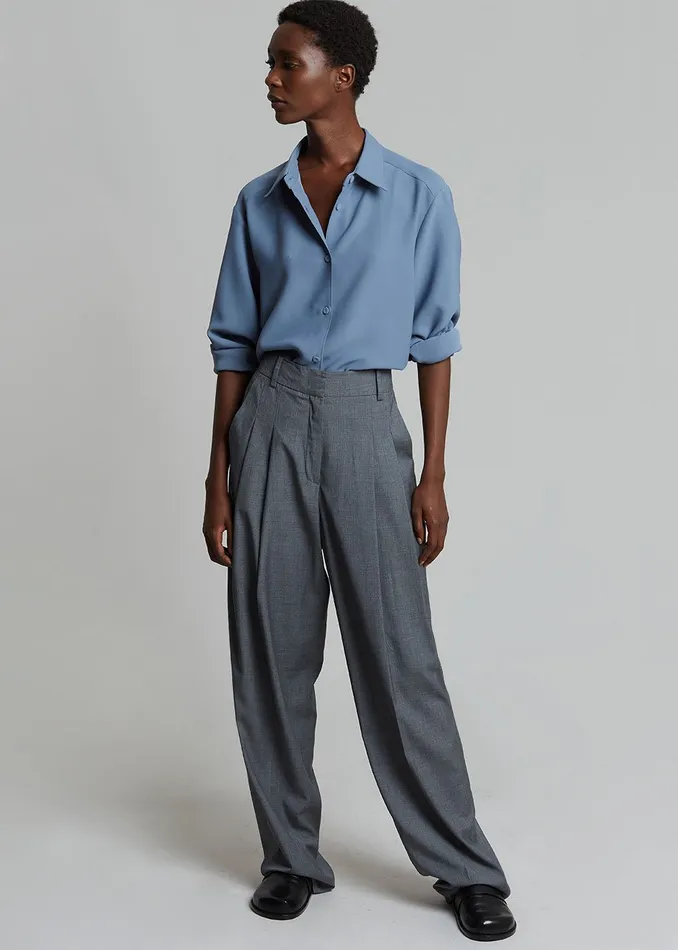 The Frankie Shop Bottoms Gelso Pleated Trousers 8211 Dark Grey Melange 8211 Women