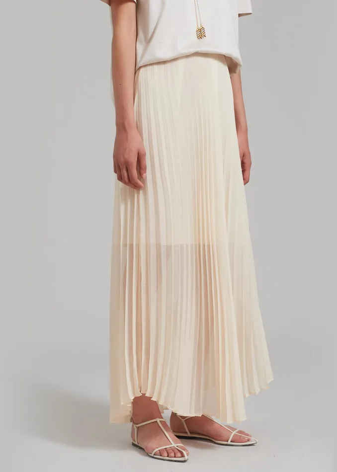 The Frankie Shop Bottoms Kaya Pleated Maxi Skirt 8211 Beige 8211 Women