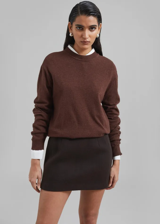 The Frankie Shop Bottoms Kerrigan Wool Mini Skirt 8211 Brown 8211 Women
