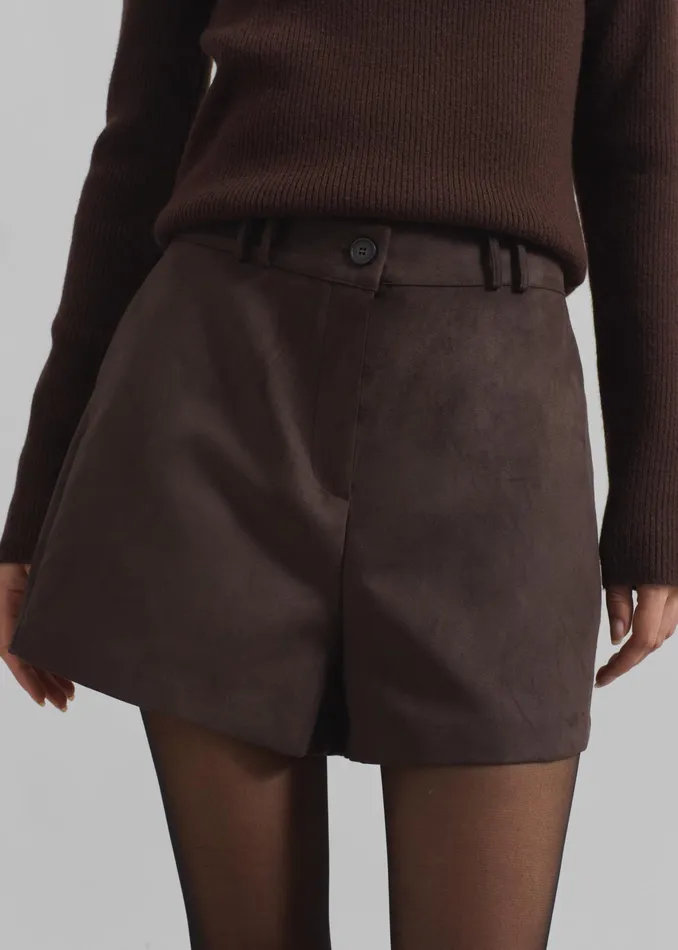 The Frankie Shop Bottoms Merida Faux Suede Shorts 8211 Brown 8211 Women