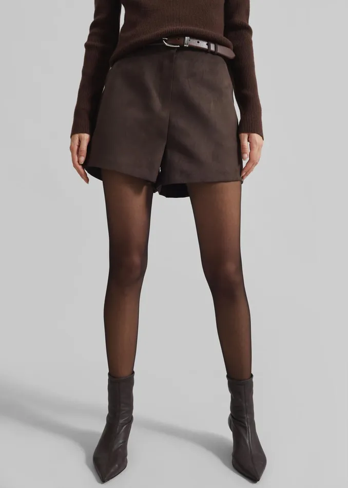 The Frankie Shop Bottoms Merida Faux Suede Shorts 8211 Brown 8211 Women