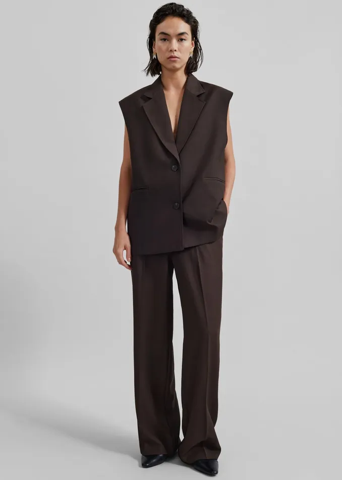 The Frankie Shop Bottoms Nisha Pintuck Trousers 8211 Brown 8211 Women