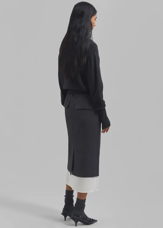 The Frankie Shop Bottoms Roane Midi Skirt 8211 Charcoal 8211 Women