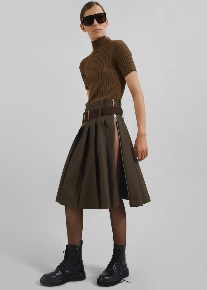 The Frankie Shop Bottoms Sarina Pleated Skirt 8211 Brown 8211 Women