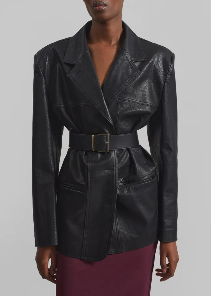 The Frankie Shop Evro Leather Belt 8211 BlackGold 8211 Women