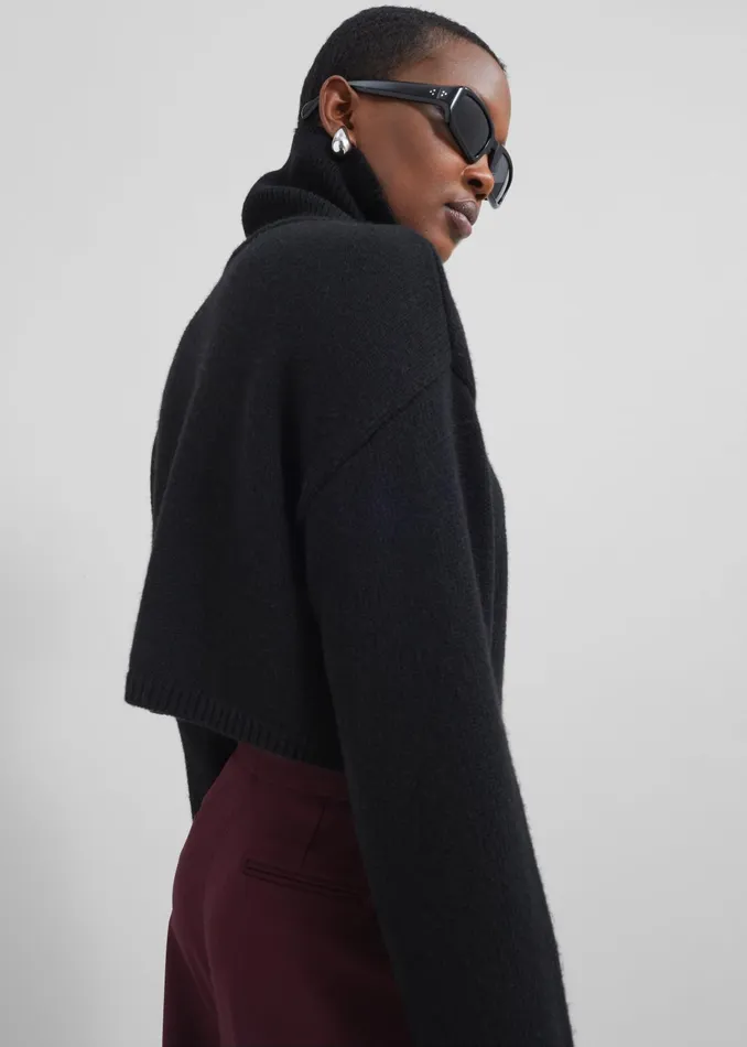 The Frankie Shop Knitwear Athina Cropped Turtleneck Sweater 8211 Black 8211 Women