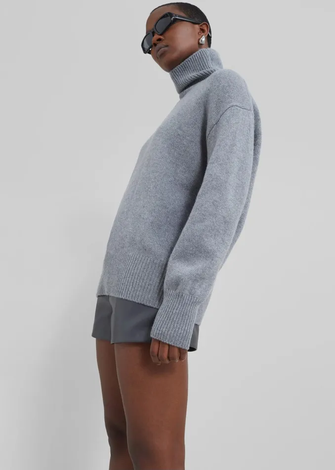 The Frankie Shop Knitwear Milani Wool Turtleneck 8211 Grey 8211 Women