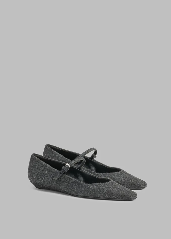 The Frankie Shop Loulou Studio Regane Flannel Ballerinas 8211 Anthracite 8211 Women