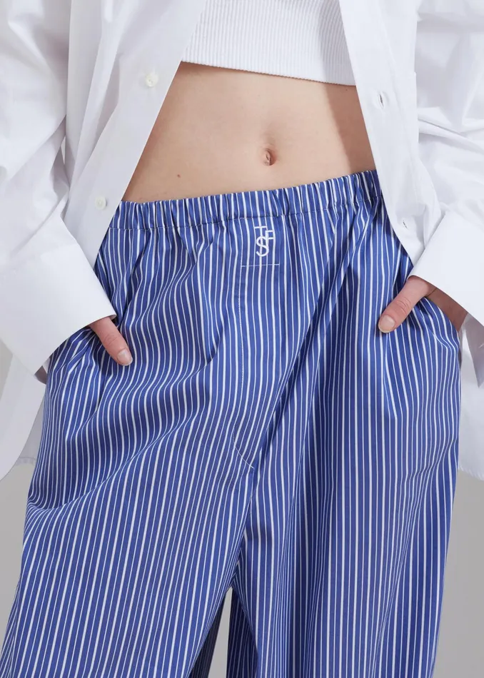 The Frankie Shop Loungewear Mirca Elastic Pants 8211 Blue Multi Stripe 8211 Women