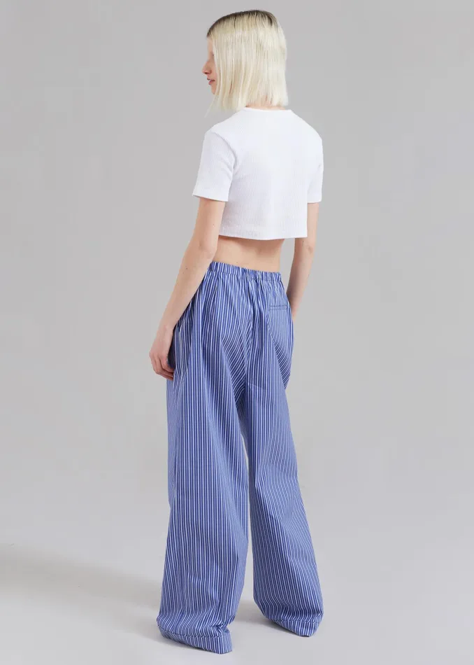 The Frankie Shop Loungewear Mirca Elastic Pants 8211 Blue Multi Stripe 8211 Women
