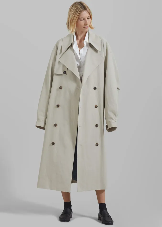 The Frankie Shop Outerwear Anika Double Breasted Trench Coat 8211 Beige 8211 Women