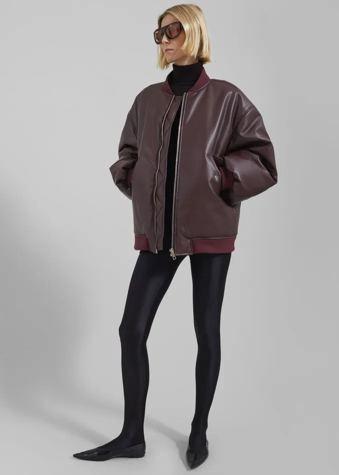 The Frankie Shop Outerwear Astra Faux Leather Bomber Jacket 8211 Burgundy 8211 Women The Frankie Shop Outerwear Astra Faux Leather Bomber Jacket 8211 Burgundy 8211 Women