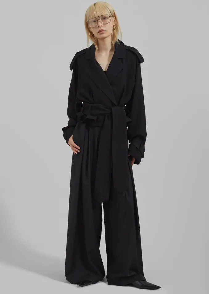 The Frankie Shop Outerwear Faven Cropped Trench 8211 Black 8211 Women
