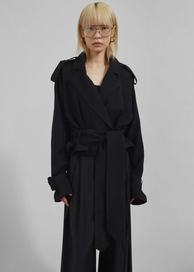 The Frankie Shop Outerwear Faven Cropped Trench 8211 Black 8211 Women