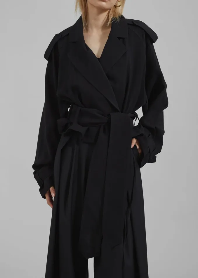 The Frankie Shop Outerwear Faven Cropped Trench 8211 Black 8211 Women