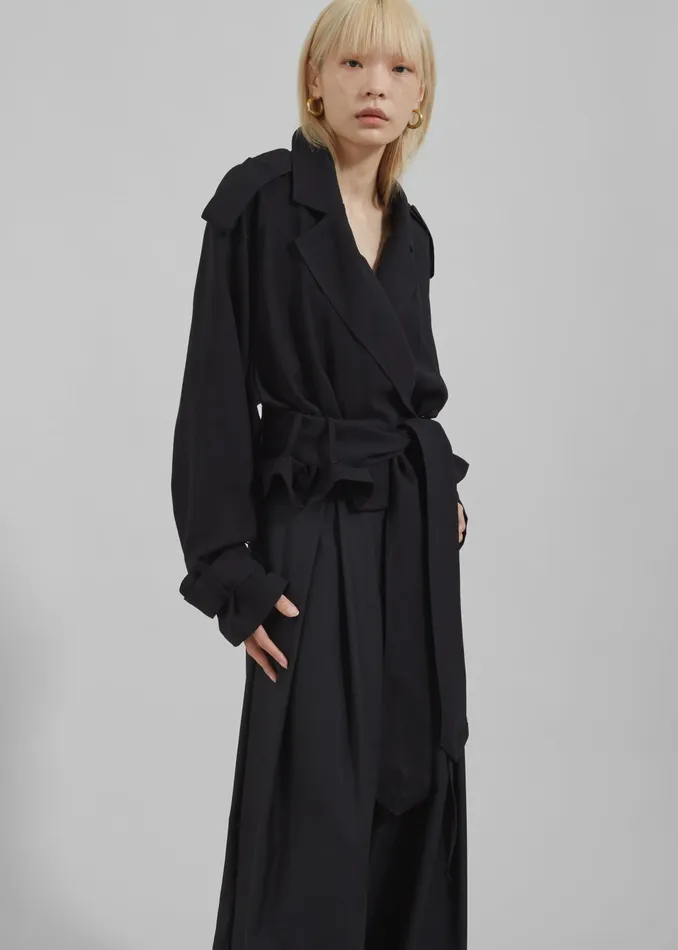 The Frankie Shop Outerwear Faven Cropped Trench 8211 Black 8211 Women