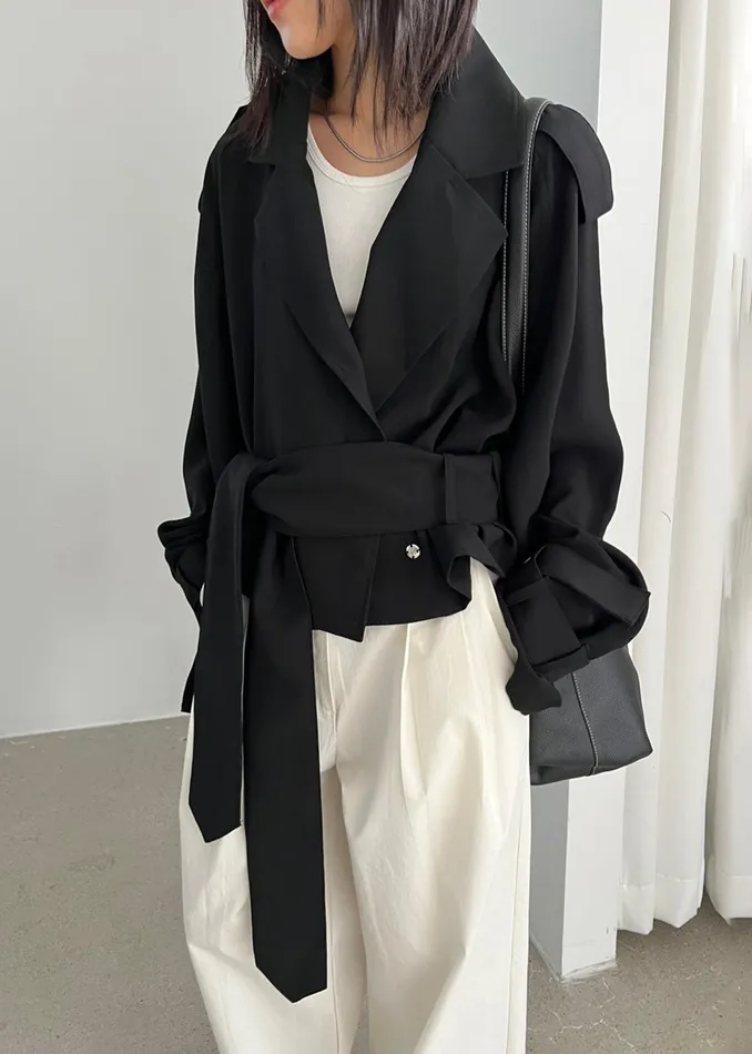 The Frankie Shop Outerwear Faven Cropped Trench 8211 Black 8211 Women