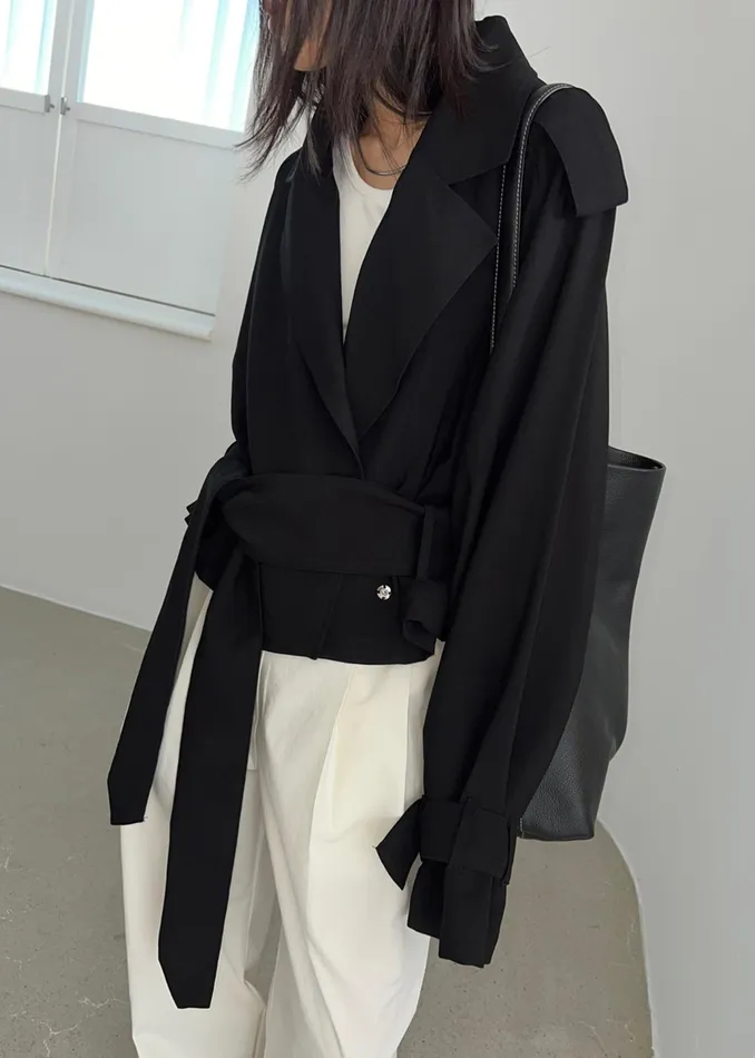 The Frankie Shop Outerwear Faven Cropped Trench 8211 Black 8211 Women