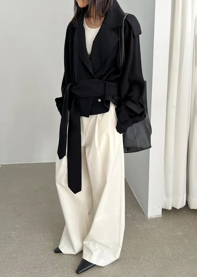 The Frankie Shop Outerwear Faven Cropped Trench 8211 Black 8211 Women