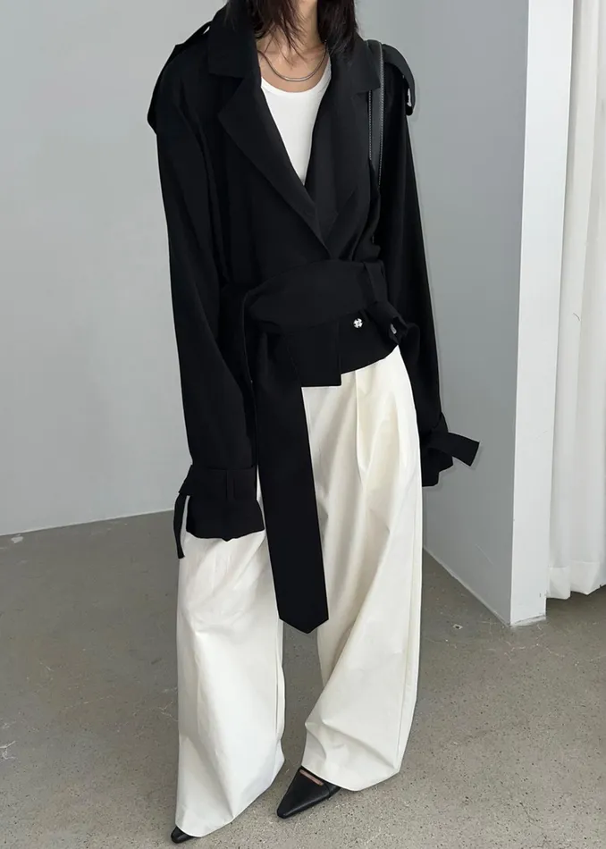 The Frankie Shop Outerwear Faven Cropped Trench 8211 Black 8211 Women