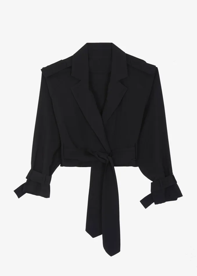 The Frankie Shop Outerwear Faven Cropped Trench 8211 Black 8211 Women