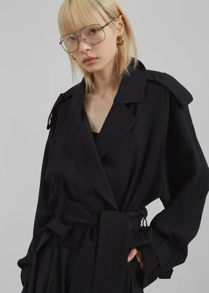 The Frankie Shop Outerwear Faven Cropped Trench 8211 Black 8211 Women