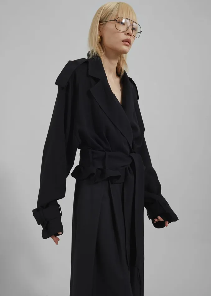 The Frankie Shop Outerwear Faven Cropped Trench 8211 Black 8211 Women