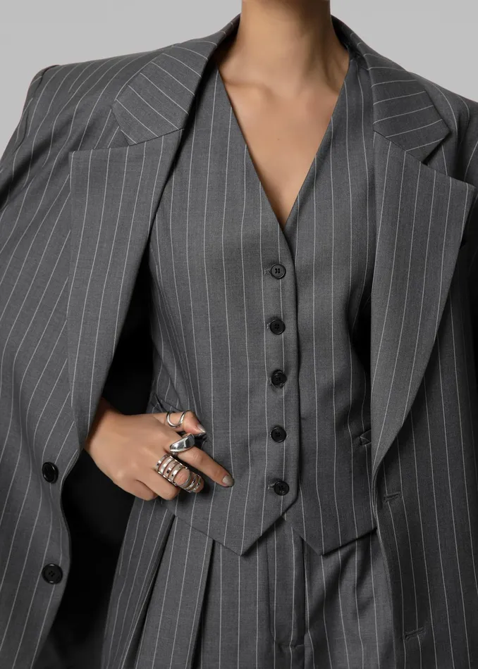 The Frankie Shop Outerwear Holland Suit Vest 8211 CharcoalWhite Pinstripe 8211 Women The Frankie Shop Outerwear Holland Suit Vest 8211 CharcoalWhite Pinstripe 8211 Women