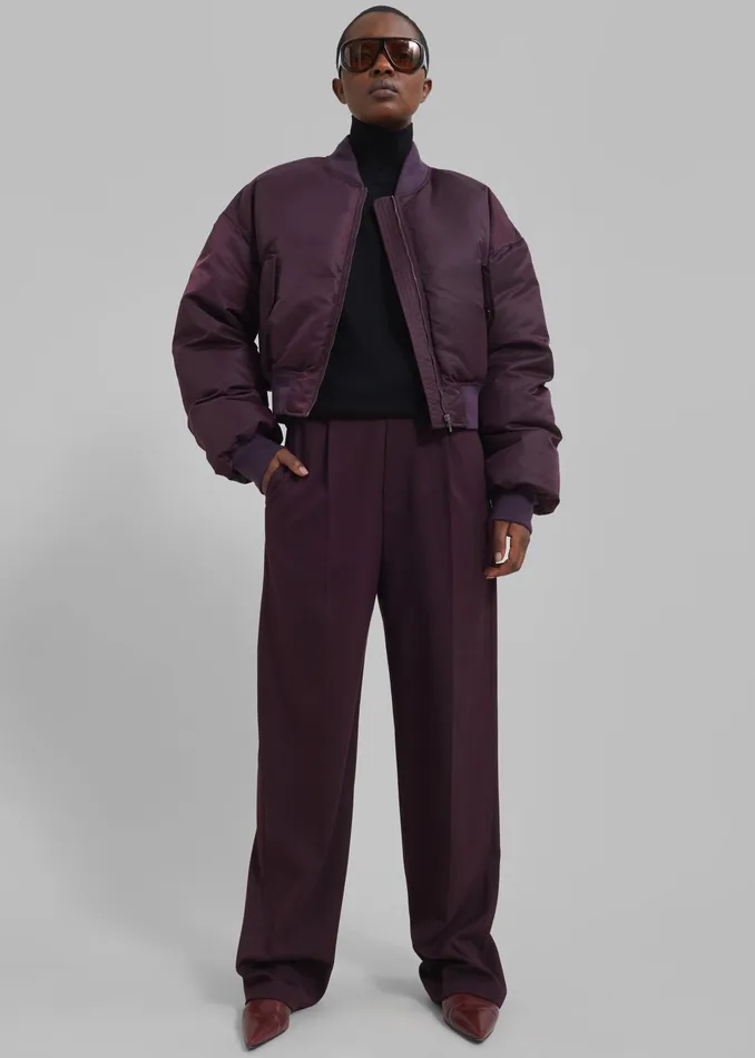 The Frankie Shop Outerwear Houghton Cropped Bomber 8211 Prune 8211 Women