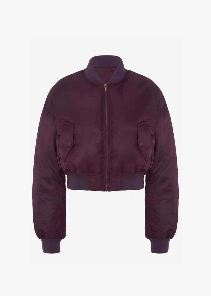 The Frankie Shop Outerwear Houghton Cropped Bomber 8211 Prune 8211 Women