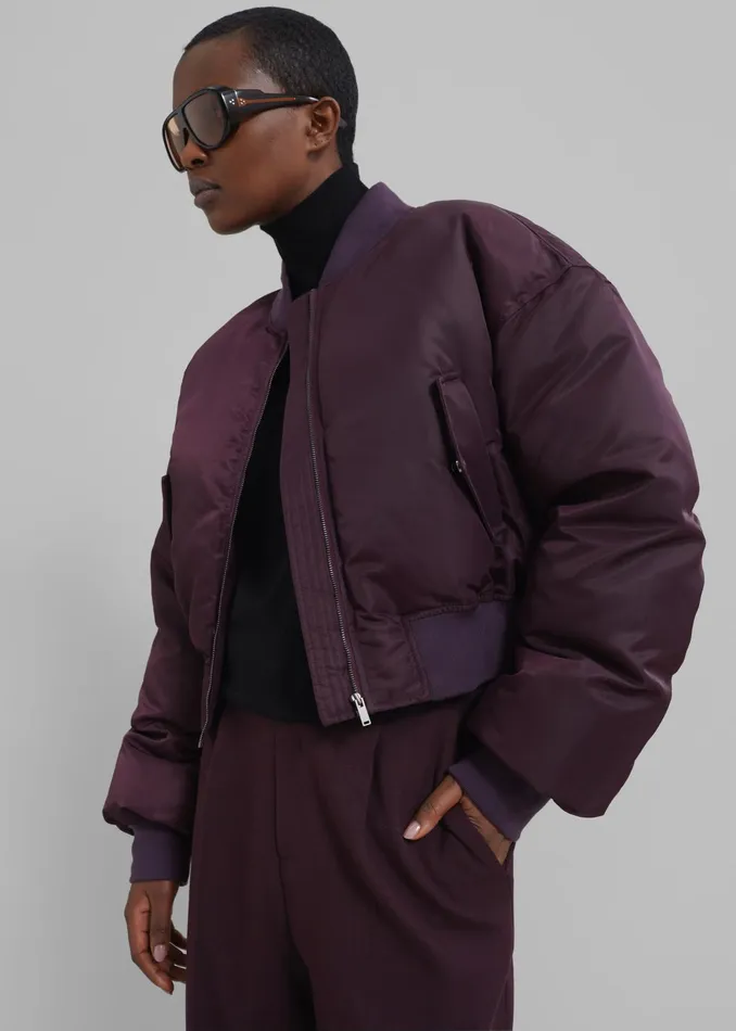 The Frankie Shop Outerwear Houghton Cropped Bomber 8211 Prune 8211 Women
