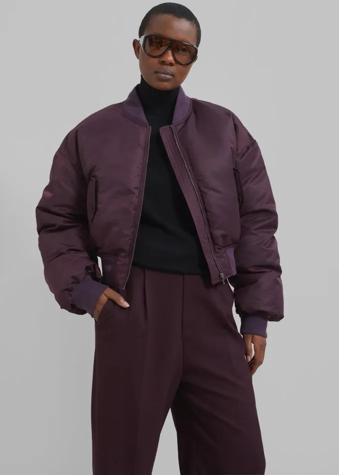 The Frankie Shop Outerwear Houghton Cropped Bomber 8211 Prune 8211 Women