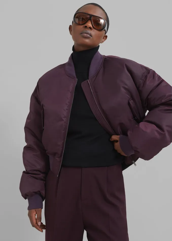The Frankie Shop Outerwear Houghton Cropped Bomber 8211 Prune 8211 Women