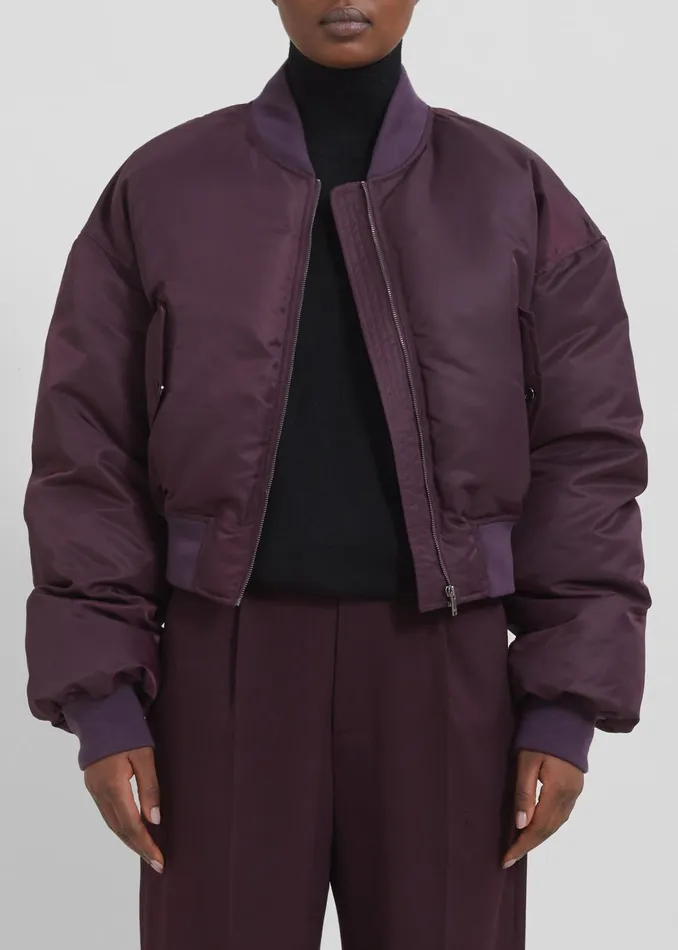 The Frankie Shop Outerwear Houghton Cropped Bomber 8211 Prune 8211 Women