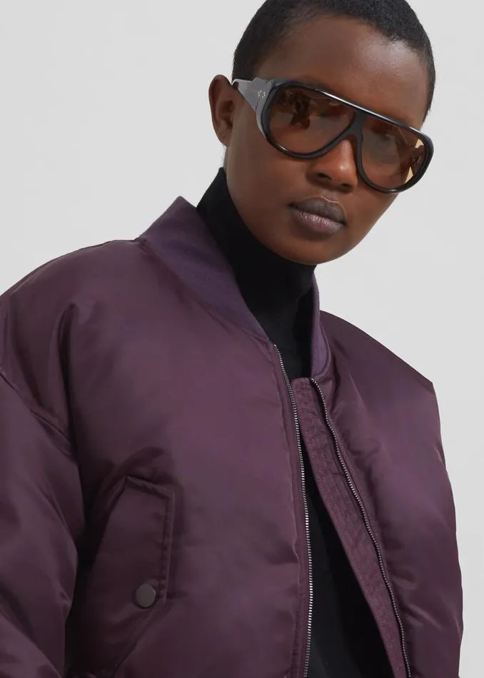 The Frankie Shop Outerwear Houghton Cropped Bomber 8211 Prune 8211 Women