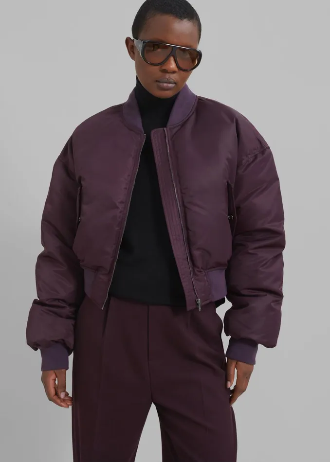 The Frankie Shop Outerwear Houghton Cropped Bomber 8211 Prune 8211 Women