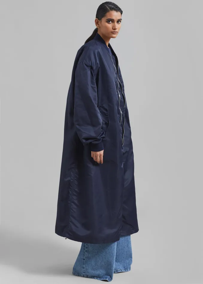 The Frankie Shop Outerwear Isaac Oversized Bomber Coat 8211 Navy 8211 Women