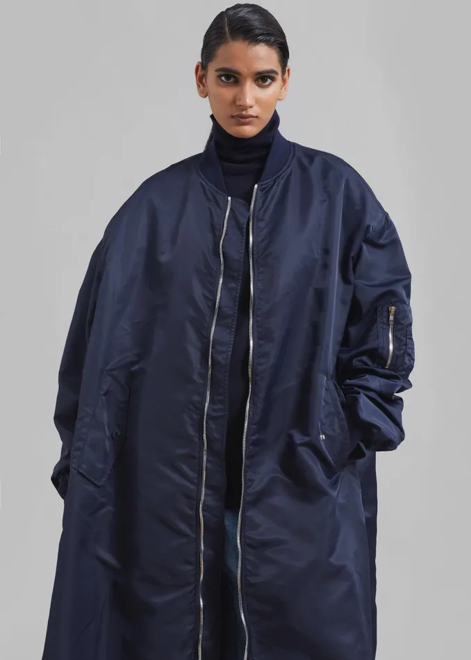 The Frankie Shop Outerwear Isaac Oversized Bomber Coat 8211 Navy 8211 Women