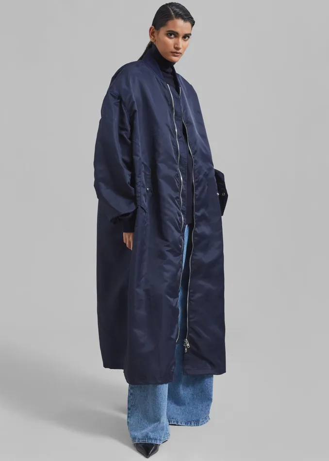 The Frankie Shop Outerwear Isaac Oversized Bomber Coat 8211 Navy 8211 Women