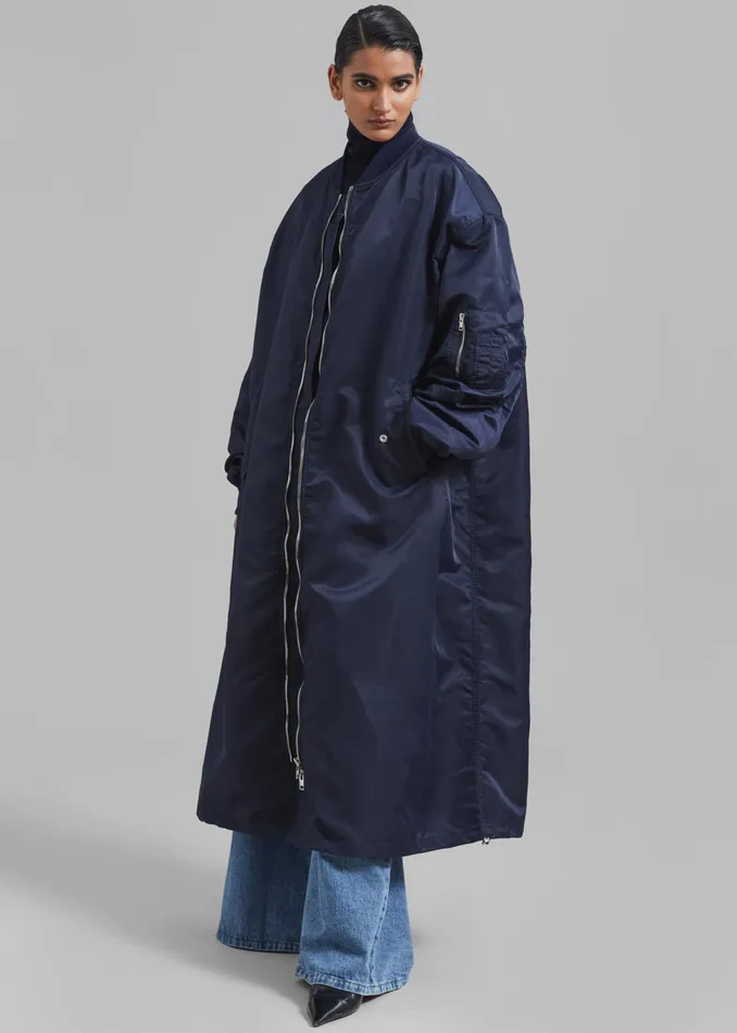 The Frankie Shop Outerwear Isaac Oversized Bomber Coat 8211 Navy 8211 Women